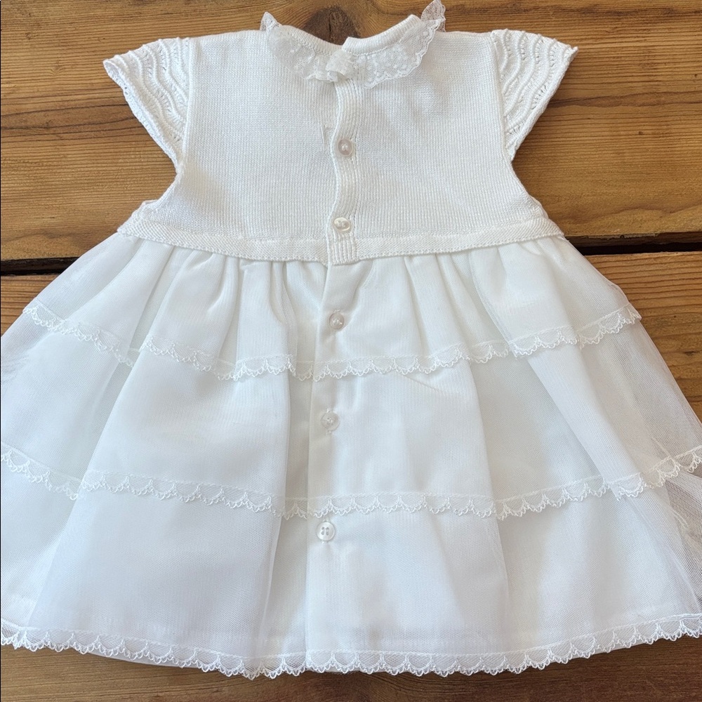 New! MAYORAL 75 White Knit & Woven Layered Dress Ceremony Dress - Picture 3 of 7